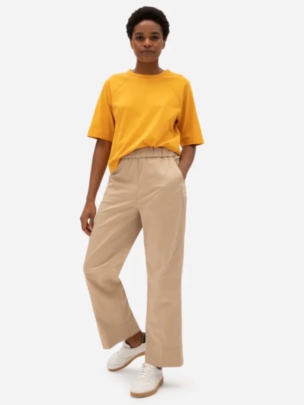 Everlane Easy Pants XXL Trench Khaki Tan Organic Cotton Elastic Waist Wide Leg